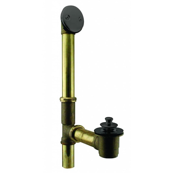 Westbrass Twist & Close Bath Waste, 14" Make-Up, 17 Ga. Tubing in Powder coated Flat Black D321-62 (79417-62) - main